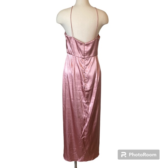 After Six NWT Halter Midi Draped Tulip Skirt Desert Rose Dress Size 12 - Picture 4 of 9